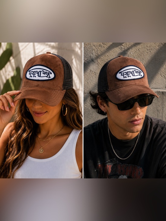 Von Dutch Other - Von Dutch Velvet / Brown Suede-Look Trucker Hat.